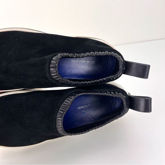 Stuart Weitzman Womens Sneakers 8 SW 612 Suede Black Platform White Slip On - Picture 8 of 10